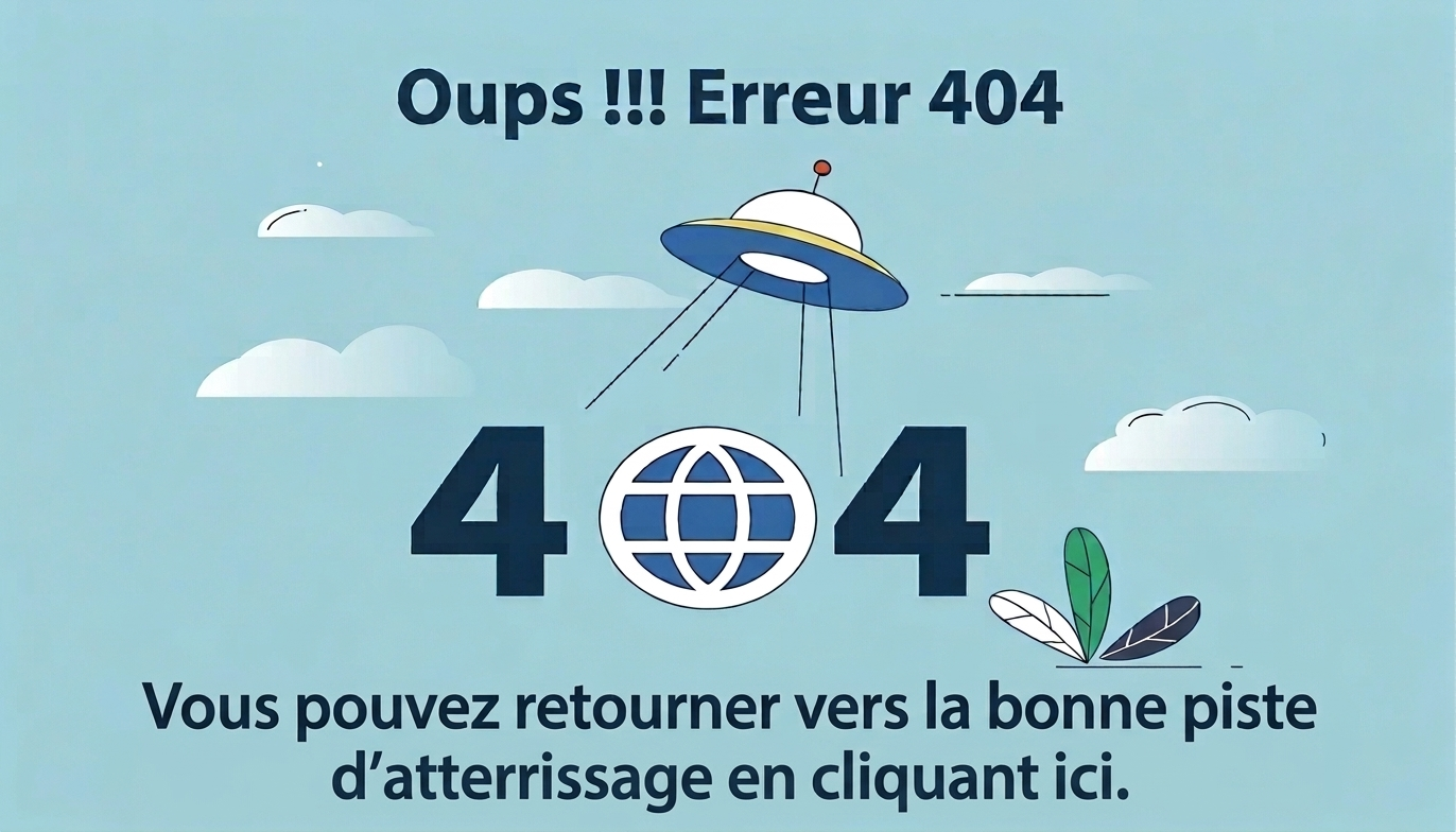 Erreur 404 - Contenu introuvable. Cliquer pour retourner vers la bonne piste d'atterrissage.